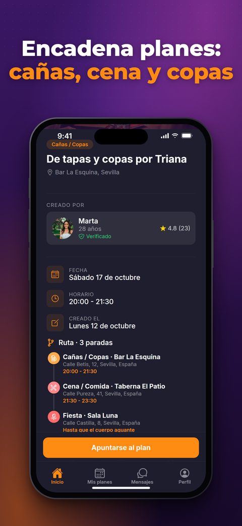 Captura de buscoPlan: Plan con varias paradas
